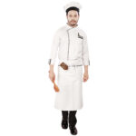 Executive Chef Coat Uniform Single Pocket Wight With Black Piping Concealer Button