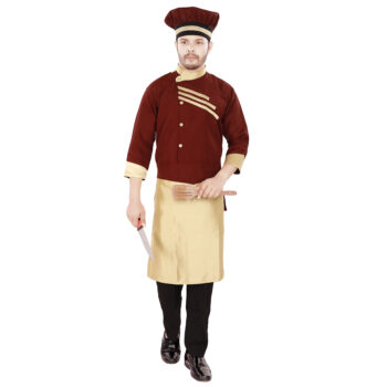 Catering Live Counter Uniform Maroon and Gold Fancy Design Full Set