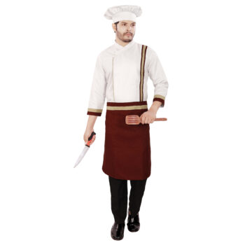 Catering Live Counter Uniform Wight With Gold Piping Design Full Set