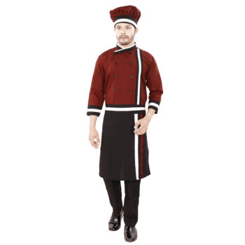 Catering Live Counter Uniform Red With BNW Collar And Cuffs Full Set