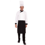 Catering Live Counter Uniform Black Collar And Apron With Full Sleeves Full Set