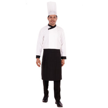 Catering Live Counter Uniform Black Collar And Apron With Full Sleeves Full Set