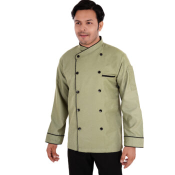 Mint Green Chef Coat with Black Pipeing