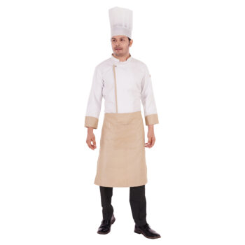 Catering Live Counter Uniform Wight With Beige Appron Full Set