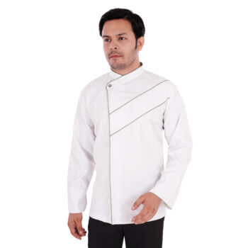 White Chef Coat with Cross Piping