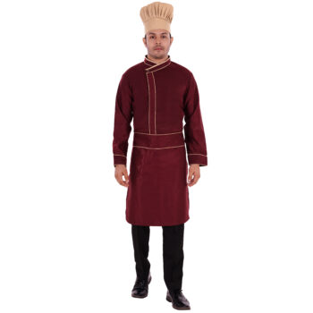 Catering Live Counter Uniform Maroon With Beige Design Full SET