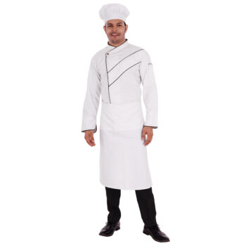 Catering Live Counter Uniform With Black Piping Work Full Set