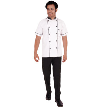 CDP Chef Uniform wight with Chinese Collar Fixed Button Full Set