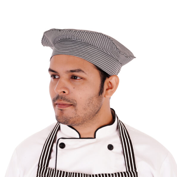 Checkered Black and white Kitchen Cap - F A Uniforms