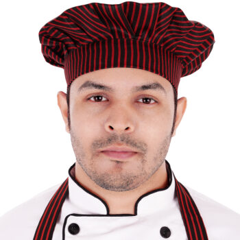 Red and Black Striped Kitchen Cap